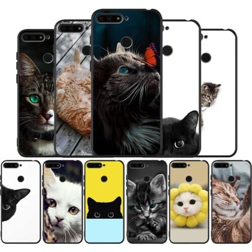 Cute Animal Cat black Silicone Phone Case For Huawei honor 30 20 Pro 8 8X 9 10 20 Lite Mate 10 20 30 Lite Pro cover