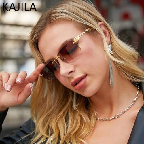 Rimless Rectangle Sunglasses Women 2021 Luxury Brand Frameless Sun Glasses For Men With A Box Vintage Ladies Sunglass Oculos