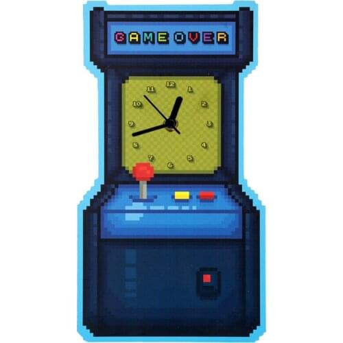 Arcade Game Machine Shaped Modern Wall Hanging Clock Game Over Funny Wall Watch Decorative Timepiece Game Room Decor Gamers Gift