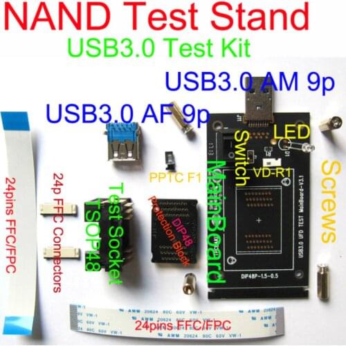 USB3.0/2.0 NAND TEST Stand, IC Erase/Test/Sort/Burn-in Kits,FFC/FPC Connectors,TSOP/LGA/BGA Adapters replaceable Socket & scheme