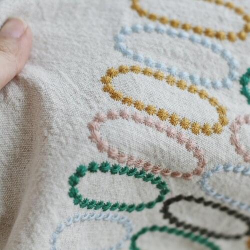 Three-dimensional embroidery fabric Fabric DIY bag heavy industry cotton linen Japanese/Korean pastoral sofa cover table cloth