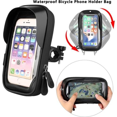 Waterproof Bicycle Phone Holder Bag 6.4 inch Phone Handlebar Touch Screen Bike Motorcycle Holder Stand Cycling Pouch Support