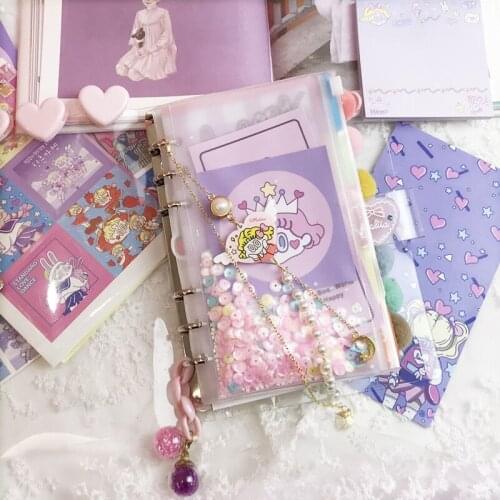 Kawaii A6 Loose-leaf Spiral Diary Notebook Journals Bullet Agenda Planner School Stationery Gift Set