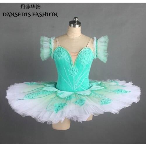 Green Professional Classical Pancake Ballet Tutu Girls Ballerina Stage Dancewear,Nutcracker/Sleeping Beauty Performance Costume