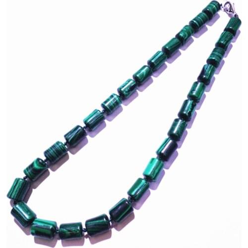 1 Strand/28Pcs Best Gift DIY Fashion Jewelry Green Malachite 13x10mm Cylindrical Shape Unisex Pendant Necklace Length 210mm