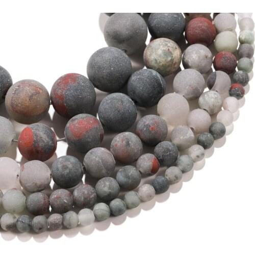 1 strand/lot 4-12mm Natural Stone Dull Polish Matte African Bloodstone Beads For DIY Bracelet Earrings Jewelry Making Supplies