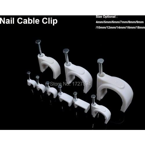 100pcs/lot Steel Nail Circle Clip Fix Computer power cord 8mm Circle cable clips suit for fix 2x1.5mm2 Sheath line on the wall