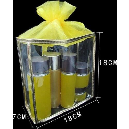 18*7*18cm Free shipping. golden and silver clear pvc cosmetic bag,packing bag gift bag. 100piece\lot