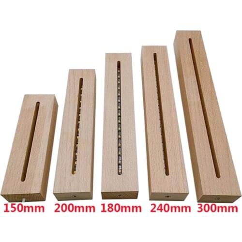 3D Crystals Glass Resin Art Rectangle LED Lights Display Base Crystal Handmade Wooden Lighted Base Stand