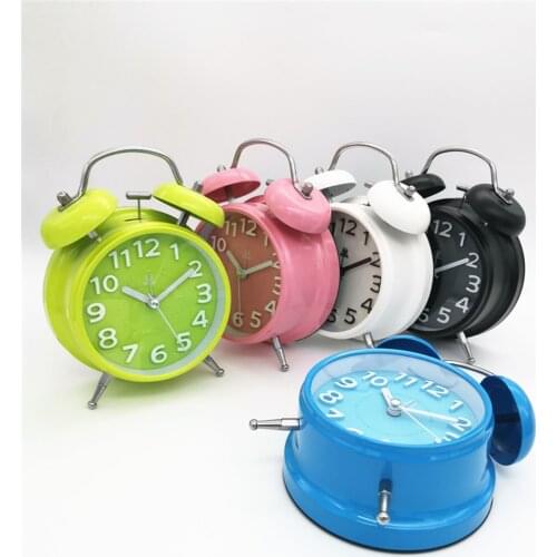4 Inch Silent Alarm Clock Double Bell Timer Metal Fashion Gift Metal Alarm Clock Classic Alarm Clock Desktop Lazy Person Alarm