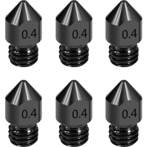6PCS Hardened Steel High Temperature Pointed Wear Resistant MK8 Nozzles 0.4 mm/ 1.75 mm For 3D Printer Makerbot, CR-10, Ender 3