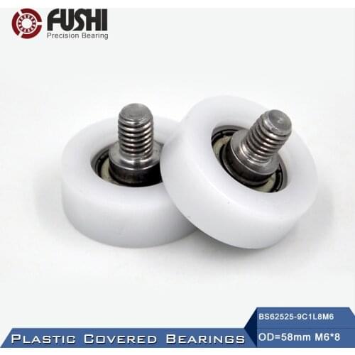 625ZZ Screw Pulley Bearing OD 25 mm M6*8 ( 2 PCS ) Doors and Windows Roller Mute Wheel POM 625 ZZ Plastic Covered Bearings