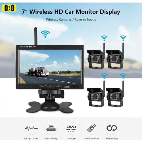 7 Inch Car Monitor Rear View Wireless Camera for Reverse Truck Bus RV Van LORRY Night Vision Backup Lens 1X 2X 4X Camera