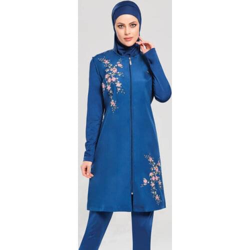 Adasea 1153-19 Light Navy Blue Full Off Hijab Swimwear