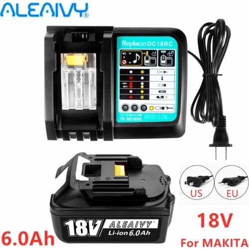 NEW BL1860 Rechargeable Battery 18 V 6000mAh Lithium ion for Makita 18v Battery BL1840 BL1850 BL1830 BL1860B + Makita Charger