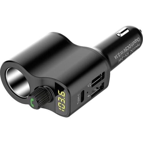 Car Bluetooth Audio Adapter Bluetooth 5.0 MP3 Player 3USB Port Cigarette Lighter Power Supply Fast Charging Can Receive Calls