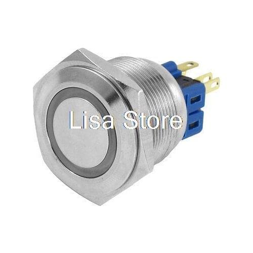 White Lamp 22mm Thread Monmentary Stainless Push Button Switch