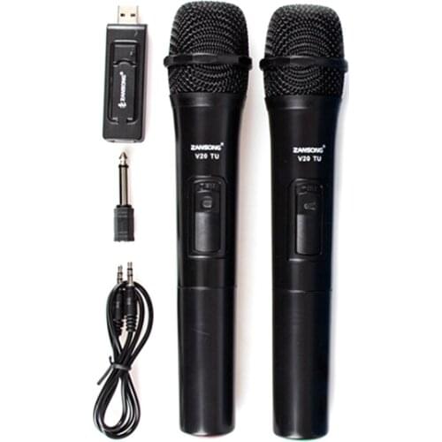 Zansong Uhf Usb 3.5Mm Wireless Microphone Megaphone Handheld Mic with Receiver for Karaoke Speech Loudspeaker V20