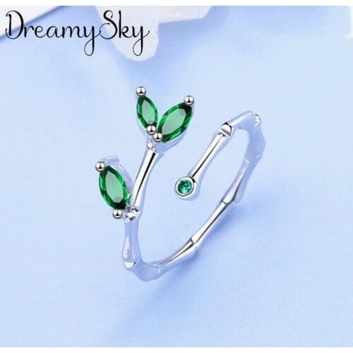 Boho Gothic Men Green Zircon Leaf Rings For Women Jewelry Birthday Gift Romantic Wedding Engagement Drop Shipping
