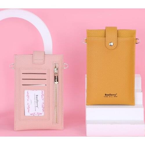 Ladies Fashion Crossbody Shoulder Cell Mobile Phone Bags Wallet Adjustable Strap Card Cash Holder Zipper Portable PU Bag Purse