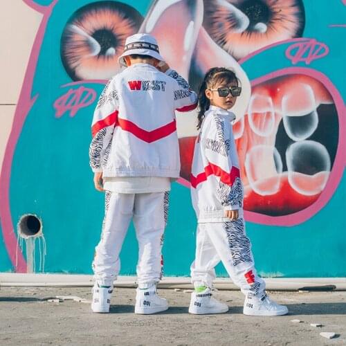 Children Jazz Dance Costumes For Kids Loose Jacket pants Suit Hip Hop Clothes For Girls Boys Street Performance Costumes DWY3963