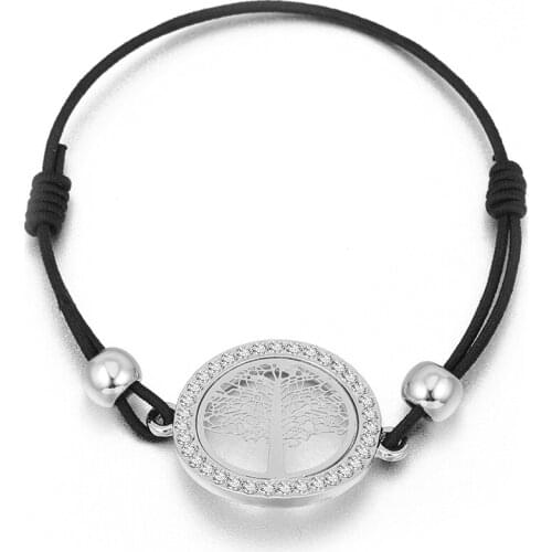 Elastic Ropegold Plate Zircon Alloy Tree of Life Bracelet Gift for Women Party Wedding Fashion Female Jewelry Accessories 2021