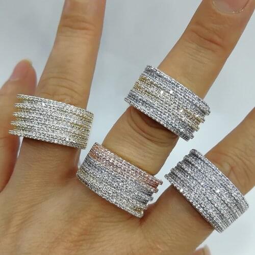 GODKI Luxury Track Design Bold Statement Rings with Zirconia Stones 2020 Women Engagement Party Jewelry High Quality