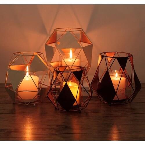 Ins Geometric Iron Candlestick Candlelight Decoration Props Home Suppliers Metal Candlestick Decoration Furnishings Decor Crafts