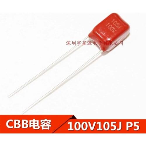 100PCS CBB capacitor 100V 394J 474J 564J 684J 824J 105J 100V 390NF/470NF/680NF/820NF/1UF 0.39UF/0.47UF/0.68UF/0.82UF Pitch 5MM