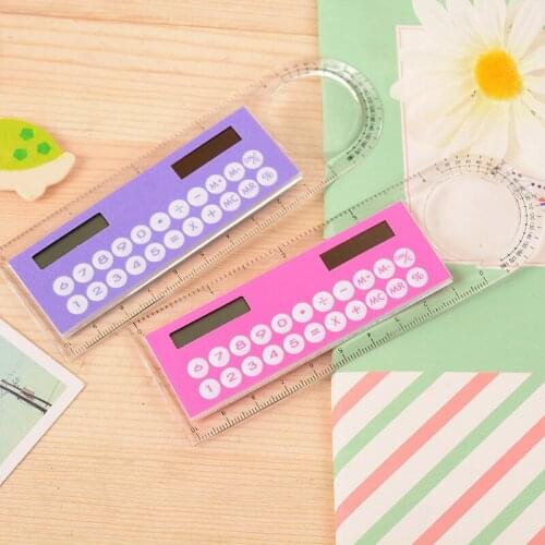 100pcs 2 in 1 Mini Plastic Arithmetic Ruler with Calculator Kid Stationery School Office Stationery Supplies Random Color