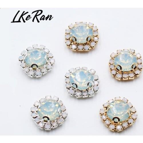LKERAN 15MM 10pcs/lot Protein Diamond Rhinestone Buttons For DIY 4-hole Sewing Button Clothing Wedding Decoration