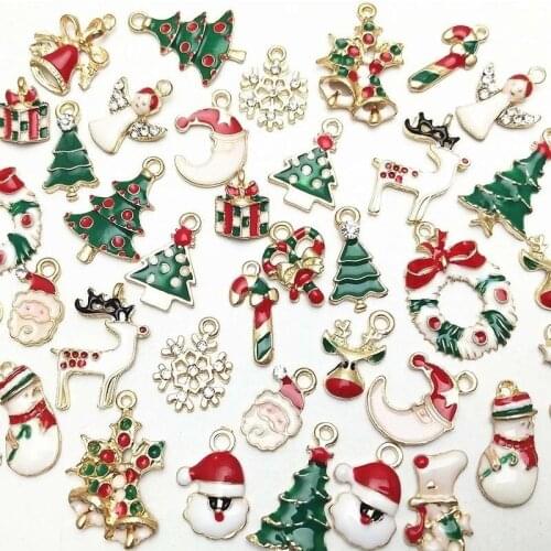 Mix Christmas Enamel Charms for Jewelry Making Metal Pendants Beads for Charm Bracelet Earrings jewelry Decorations Gifts