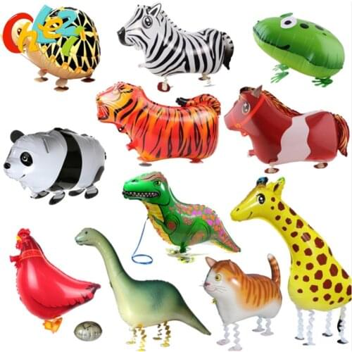 1pc Cute Walking Animals Balloon Pet Cat Giraffe Dinosaur Frog Walk Foil Balloon For Baby Shower Decorations Kids Birthday Gifts