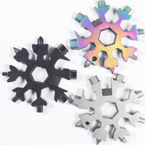 18-In-1 Snowflake Shape Multi-tool Card Combination Compact Multifunction Screwdriver Stainless Steel Multi Tool Gadget