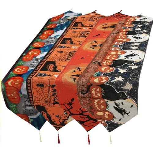 Halloween Table Flag 4 Styles Halloween Spider Black Cat Ghost Castle Theme Parti Decor Happy 2021 Haloween Party Decor For Home