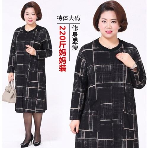 2018 spring new style middle-aged lady big yards printed dress 125 kg fat mother dresses fashion large size womens clothing