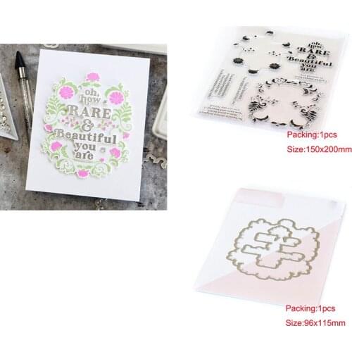 Oh How Rare Beautiful You Are Clear Stamp and Metal Cutting Dies Seal for DIY Die Scrapbooking Photo Album Card Making Decorati