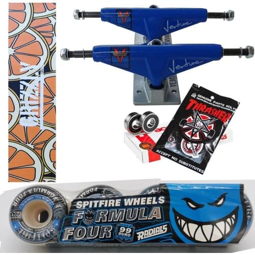 Spitfire wheels forged 5.25inch VENTURE skateboard trucks good quality chrome steel bearings grizzly grip tape skateboards