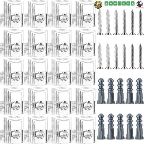 Clear Plastic Mirror Holder Clips,Mirror Hanging Kit With Screw for Wall,Wall-Mounted Mirrors(not include anchors)