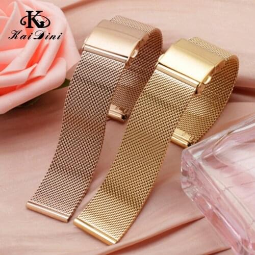 Stainless steel with Milanese watch chain Straight gold End Watch Band metal watch bracelets Metal women mesh belt 18 20 22mm