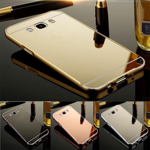Luxury Rose Gold Mirror Cases For Samsung J5 2016 Alumimum Metal Frame shell Back Cover for Samsung Galaxy J5 2016 J510 J510F
