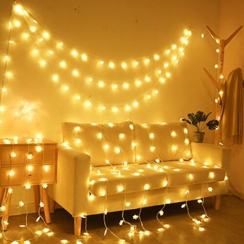 Xmas Party Home Holiday Decoration Christmas Snowflake Fairy Light String Battery Powered Romantic Decor LED Lamp