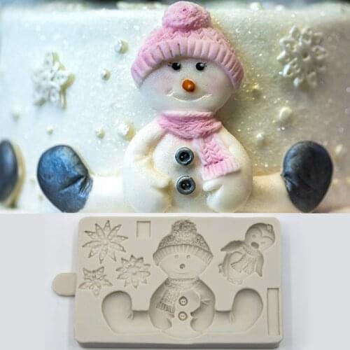 Sitting Snowman Mould Silicone Mold Fondant Cake Decorating Tool Gumpaste Sugarcraft Chocolate Forms Bakeware Tools
