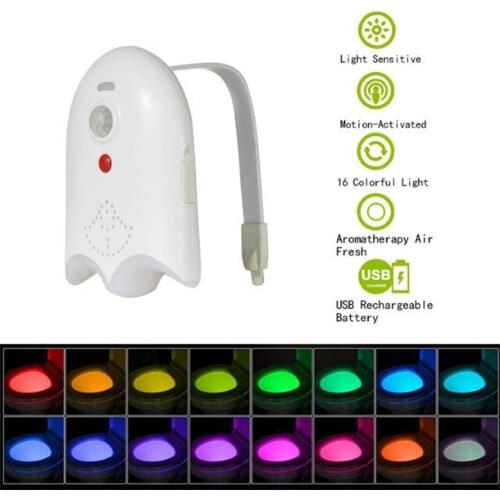 USB Rechargeable/AAA battery Toilet Seat Lighting Backlight For Toilet Bowl Motion Sensor WC Light 8/16 Colors Night Light