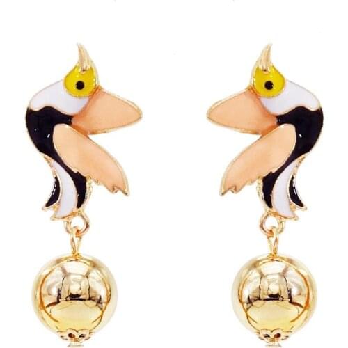 Vintage Cartoon Flying jhumkas Cute Bird Earrings summer spring Fashion Animal bride bead earrings Jewelry For Women Girls Kid