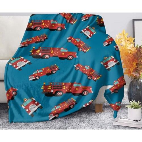 Upetstory All Season Spring Summer Autumn Throw Blanket for Couch Bed Sofa Designer Fire Truck Print Travel Blankets Comfortable