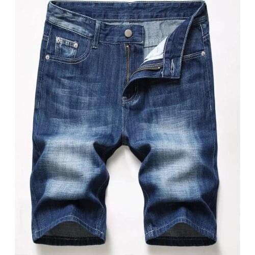 High Quality Denim Shorts Knee Length Straight Ripped Jeans Men Summer Casual Shorts Jean Homme Plus Size