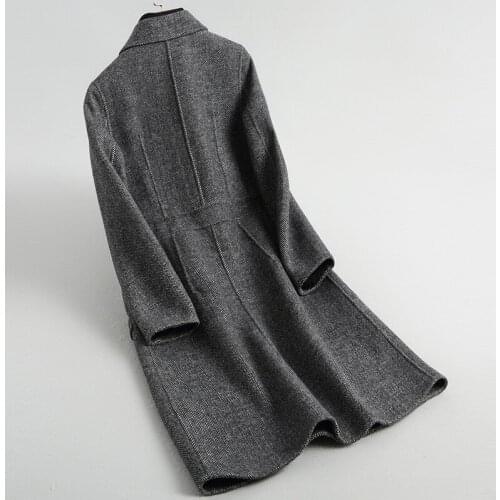 Korean Casual Women Wool Blend Winter Coat Long Female Womens Spring Autumn Wool Jackets manteau 38079 WYQ3802