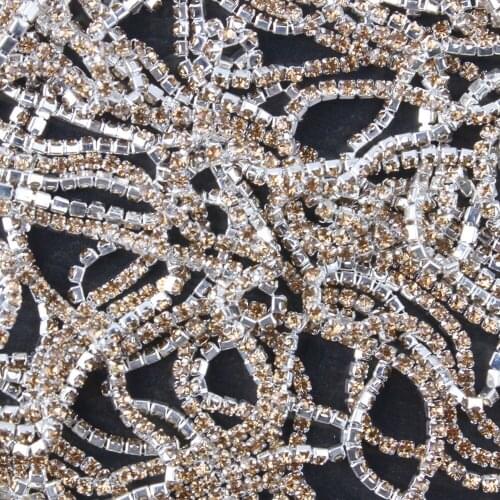 ZOTOONE 1Yard SS6 Crystal Yellow Nails Rhinestone Chain Strass Applique Crystal Trim Stone for Clothes Decoration Sew on Garment