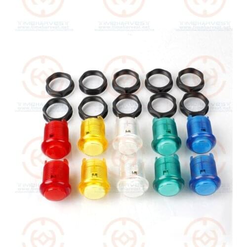 10pcs DC +5V LED 28mm Screw Transparency Illuminated Push Button Built-in Microswitch Accessories for Arcade cabinet Machine
